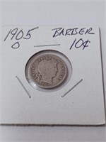 Silver 1905 Barber Dime