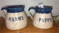 ‘Nanny’ & ‘Pappy’ Signed pottery mugs Dave Sarcee