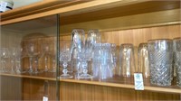 Clear glass stemware, glasses shelf lot