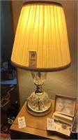 Pair of small dresser lamps, glass and metal