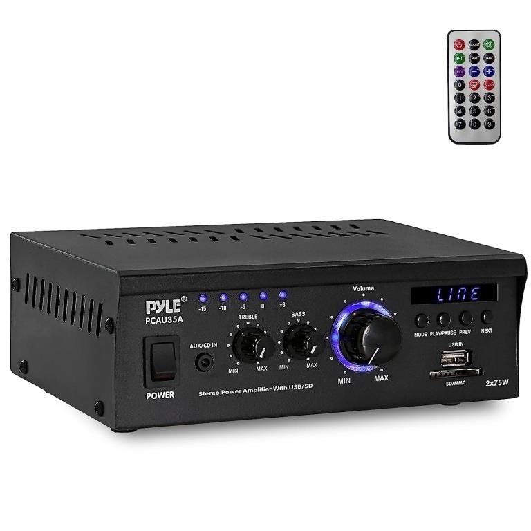 Pyle-Home 2 x 75W Mini Power Amplifier with LED