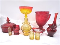 Amber & Red Glass Lot, Sharon Amber by FEDERAL
