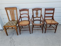 4 ANTIQUE WOOD DINING CHAIRS
