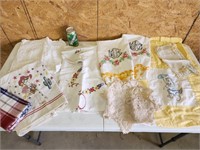 VINTAGE HAND SEWN DOILIES, BABY QUILT, & MORE