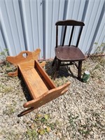 DOLL CRADLE AND CHILD SIZE CHAIR