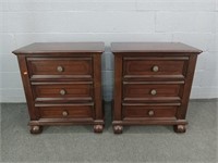 2x The Bid Two Drawer Night Stands - Indonesian