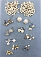 Vintage Costume Pearl Screwback Clip On Earrings