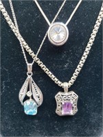 3 X Bid Sterling Necklaces Total Weight 17.0g