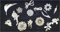 Tray Lot Costume Jewelry Brooches Pins
