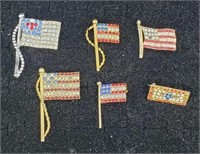 American Flag Rhinestone Brooches