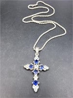 Sterling Cross Pendant  & 20in Chain Necklace