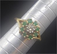 14k Yellow Gold Diamond Emerald Ring Sz 7 Total