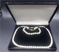 Costume Pearl Necklace 18in And Bracelet 7in