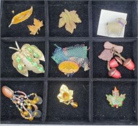Fall Theme Costume Jewelry Brooches Pins