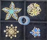 Vintage Rhinestone Costume Jewelry Brooches Pins