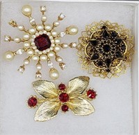 Costume Rhinestone Jewelry Brooch Pin