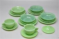 (17) pc. Akro Agate Jadeite Green Child's Dishes