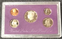 1990 S US Mint Proof Set -5 Coins