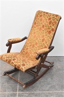 Patd 1873 Wood Rocker Spindle Tapestry Upholstery
