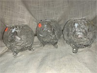 3 FOOTED ROSE BOWLS - 4 X 4 “ EACH