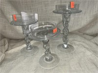 3 STAGGERED PILLAR CANDLE STANDS - 6 “ TO 8 “