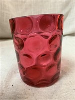 ANTIQUE CRANBERRY GLASS DOT TUMBLER - 3.5 X 3 “