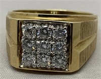 14K Yellow Gold Diamond Mens Ring