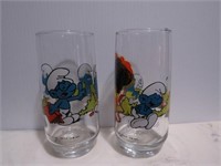 1982 SMURFS GLASSES JOKEY & BRAINY SMURF NICE