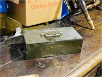 vintage metal lock box w/ key