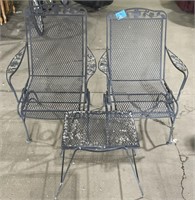 (VW) 2 Outdoor Chairs 38” tall and Table 18” tall