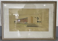 (RK) Architectural Colored Pencil Framed Drawing