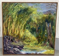 (RK) 1985 M.Gunn Tobago Oil Painting 26 3/4”
X