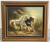 (RK) Jenkins Signed Horse Oil Painting 31 1/2” x