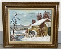 (RK) Winter House Oil Painting 27” x 23”