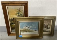 (L) 3 Oil Paintings Signed By Artist 20” x 32”