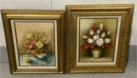 (L) Floral Oil Paintings Artist Signed 20” x 25”