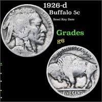 1926-d Buffalo Nickel 5c Grades g+