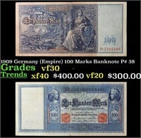 1909 Germany (Empire) 100 Marks Banknote P# 38 Gra