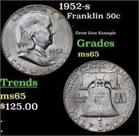 1952-s Franklin Half Dollar 50c Grades GEM Unc