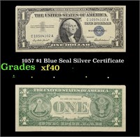 1957 $1 Blue Seal Silver Certificate Grades xf