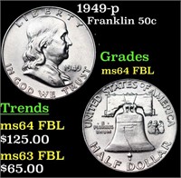 1949-p Franklin Half Dollar 50c Grades Choice Unc