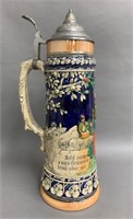 Antique German 15" Stein with Pewter Top
