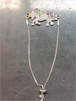 Silvertone Colorful Unicorn Bracelet