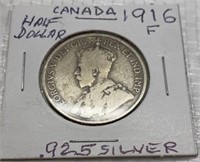 1916 Silver Canada Half Dollar