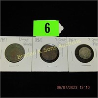 US 1851 LARGE PENNY, 1865 TWO CENT PIRCE AND