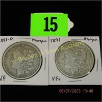 US 1891-O AND 1891-P MORGAN SILVER DOLLARS