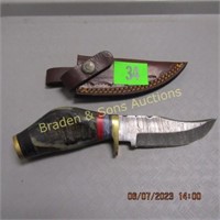 CUSTOM MADE 8" FIXED BLADE KNIFE WITH LEATHER
