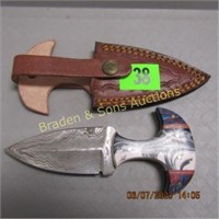 CUSTOM MADE 6" FIXED BLADE KNIFE WITH LEATHER