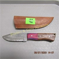 CUSTOM MADE 8" FIXED BLADE KNIFE WITH LEATHER