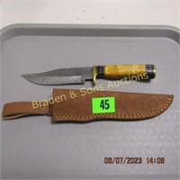 CUSTOM MADE 10" FIXED BLADE KNIFE WITH LEATHER